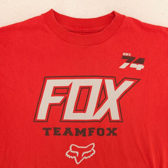 Fox Casual Crew Neck Graphic Short Sleeve T Shirt Mens Size Medium M Red - Picture 1 of 9